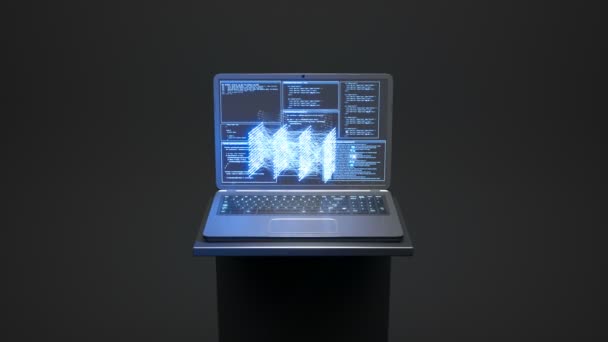 Animation Eines Konvolutionellen Neuronalen Netzwerks Mit Einem Laptop Hintergrund Computerberechnungen — Stockvideo