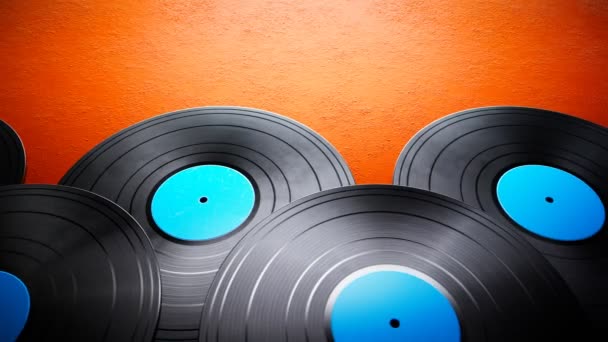 Bezproblémová Smyčková Animace Nekonečnými Vinylovými Deskami Hudba Nahrává Pozadí Retro — Stock video