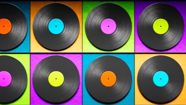 Seamless Looping Animation Endless Vinyl Records Music Records Background Retro — Stock Video