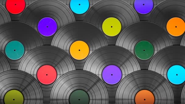 Płynna Animacja Pętlowa Niekończącymi Się Płytami Winylowymi Muzyka Nagrywa Tło — Wideo stockowe