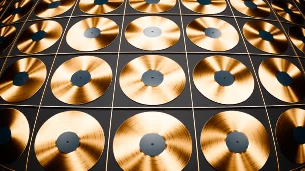 Altın Plak Plaklarıyla Kusursuz Döngülü Animasyon Müzik Kayıtları Retro Ses — Stok video