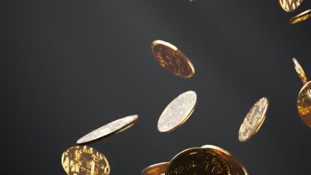 Nahtlose Looping Animation Von Bitcoin Goldmünzen Konzept Der Virtuellen Kryptowährung — Stockvideo