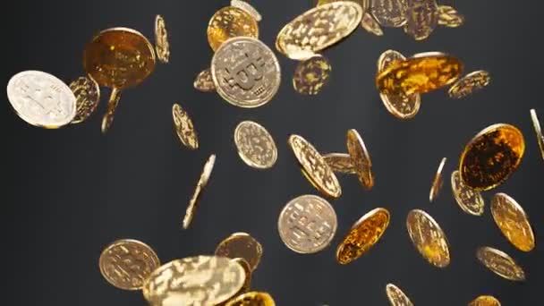 Animation Sans Couture Boucle Des Pièces Bitcoin Concept Crypto Monnaie — Video