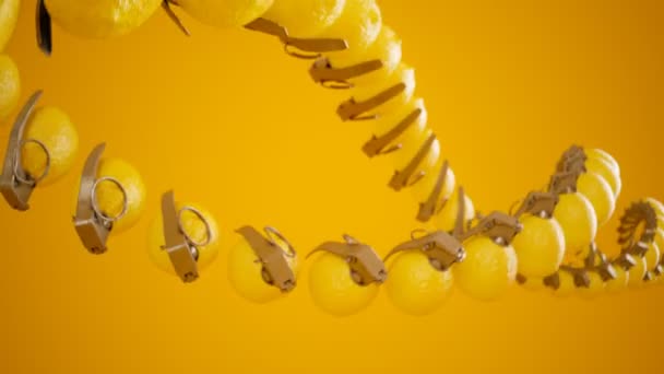 Animação Loop Sem Costura Com Conjunto Granadas Limão Torcidas Como — Vídeo de Stock