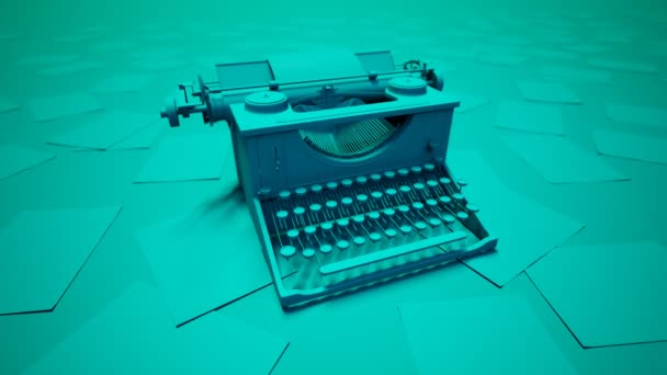 Μονοχρωματική Γραφομηχανή Εποχής Μηχανική Συσκευή Που Χρησιμοποιείται Γραφεία Δημοσιογράφων Και — Αρχείο Βίντεο