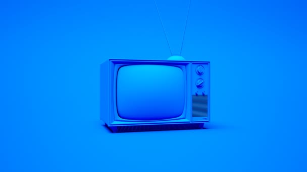 Monochromatyczny Staroświecki Telewizor Tunerem Antenowym Przestarzałe Elektroniczne Urządzenie Salonie Oglądam — Wideo stockowe