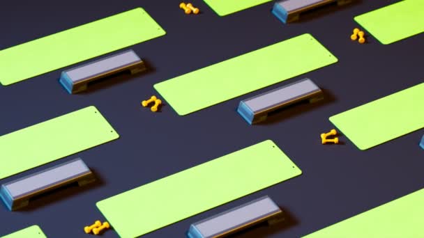 Απρόσκοπτη Looping Animation Πράσινα Στρώματα Αφρού Σκαλοπάτια Και Αλτήρες Τοποθετημένα — Αρχείο Βίντεο