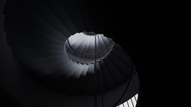 Високі Сучасні Сучасні Чорно Білі Спіральні Сходи Маяка Детальними Текстурами — стокове відео