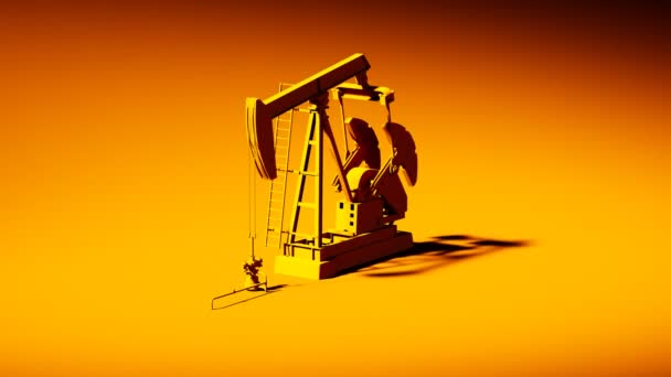 Animation Running Oil Pumpjack Monochromatic Yellow Simple Representation Petroleum Industry — Stock Video