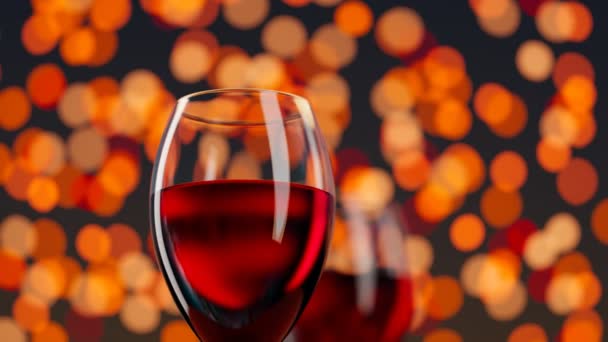Dois Copos Vinho Tinto Cheios Álcool Encontro Romântico Restaurante Chique — Vídeo de Stock