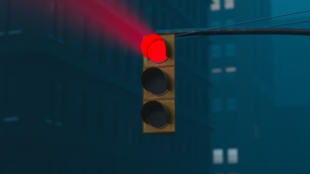 Semáforo Muda Cor Intersecção Apresentação Sinais Trânsito Encruzilhada Com Edifícios — Vídeo de Stock