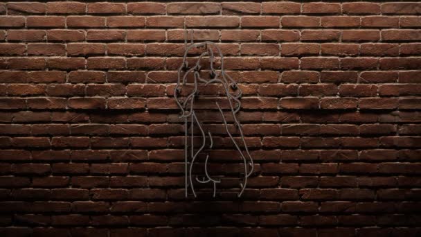 Panneau Strip Teaseuse Néon Sur Mur Briques Lampe Rose Néon — Video