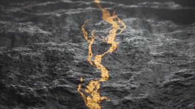 Som kayada parlak altın bir damar. Altın madeni. Pahalı bir metal parçası. Altın cevher. Zenginlik. Kıymetli hazine. Sermaye, finans ve bankacılık amaçlı yatırım kavramı. Altın depozito. CGI Hazırla