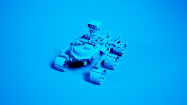 Rover Planetário Detalhado Uma Animação Monocromática Azul Iluminação Estúdio Simples — Vídeo de Stock