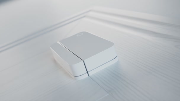 Slim Huis Deur Sensor Beveiligingssysteem Moderne Draadloze Technologie Communicatie Apparaat — Stockvideo