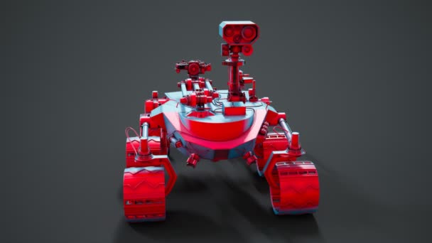 Rover Planetário Detalhado Luz Vermelha Azul Iluminação Estúdio Simples Silhueta — Vídeo de Stock