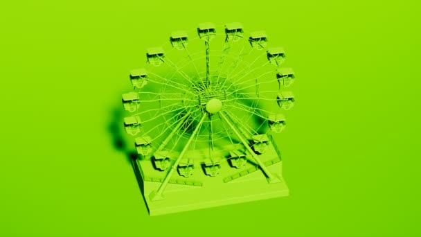 Πολύχρωμο Φωτεινό Πράσινο Μονόχρωμο Animation Ενός Τροχού Λούνα Παρκ Λούνα — Αρχείο Βίντεο