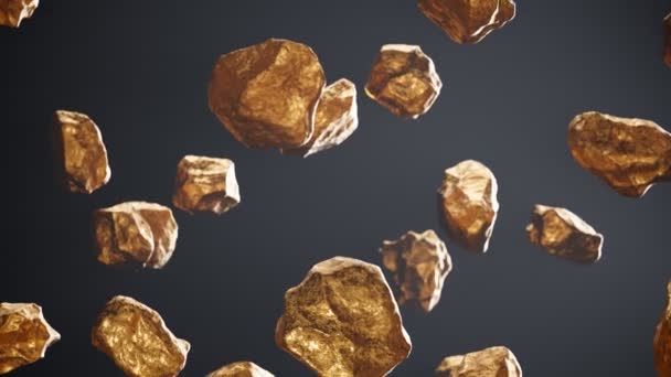 Numero Infinito Pezzi Oro Cadono Metallo Nobile Costoso Pioggia Pepite — Video Stock