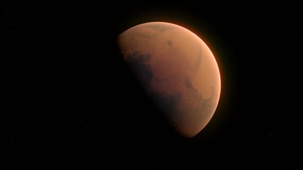 火星行星地形的概念 由海洋 水和绿色表面组成的红色行星的地形变化的动画 火星在外层空间 行星的演化 太阳系的一部分 — 图库视频影像