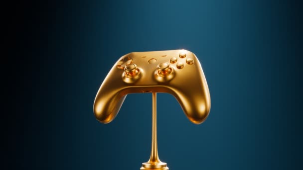 Troféu Dourado Precioso Gamepad Concedido Para Sucesso Esport Ganhe Celebração — Vídeo de Stock