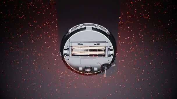 Moderne Automatische Staubsaugerroboter Demonstrieren Ihre Effizienz Bei Der Reinigung Von — Stockvideo