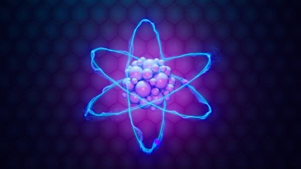 Moleküler Yapının Soyut Geleceksel Animasyonu Toz Parçacıklarıyla Kaplı Yollarda Elektron — Stok video