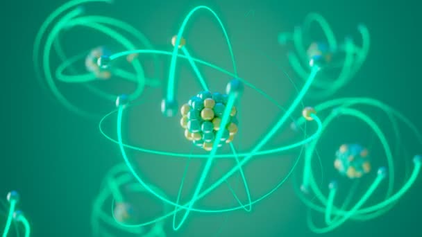 Animazione Astratta Futuristica Della Struttura Molecolare Concetto Atomo Luminoso Incandescente — Video Stock