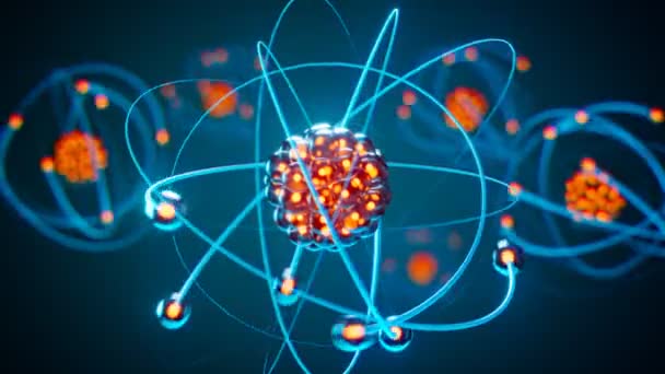 分子结构的未来主义动画 发光明亮的原子的概念 在被尘埃粒子覆盖的路径上有电子球 完美的教育目的 3D渲染 — 图库视频影像