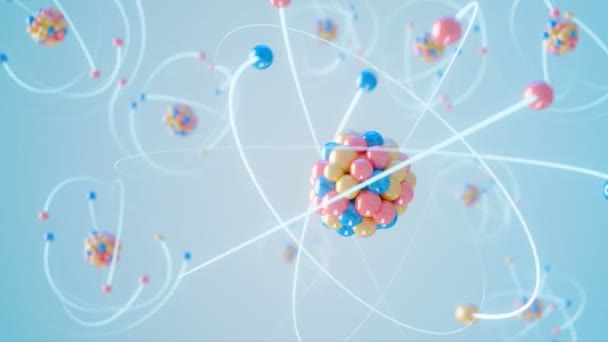 Molekuláris Szerkezet Absztrakt Futurisztikus Animációja Fogalma Izzó Fényes Atom Elektronok — Stock videók