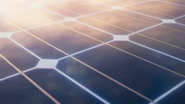 Close View Modern Solar Panel Beautiful Sunset Alternative Energy Generator — Stock Video