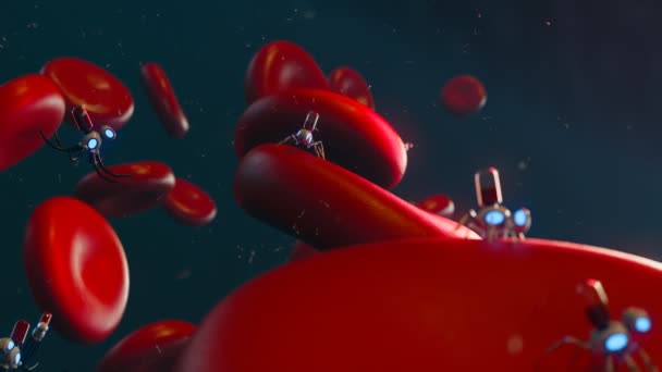 Futuristisch Concept Van Nanobots Die Menselijke Bloedcellen Repareren Micromachines Worden — Stockvideo