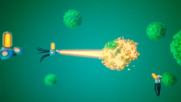 Animation Der Militarisierten Nanobots Die Bakterien Und Viruszellen Zerstören Roboter — Stockvideo