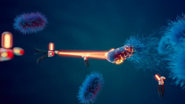 Animasi Dari Nanobots Militer Menghancurkan Bakteri Dan Sel Sel Virus — Stok Video