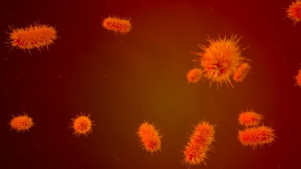 Animation Green Bacteria Floating Human Organism Close Microorganisms Tentacles Molecular — Stock Video