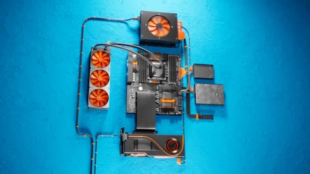 Wall Mounted Blue Background State Art Liquid Cooling Machine Personal — Stock Video