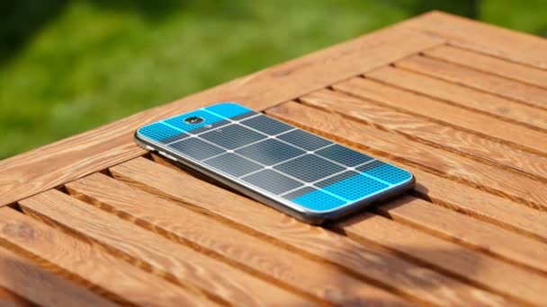 Nova Tecnologia Para Equipamentos Elétricos Carregamento Telefone Com Energia Solar — Vídeo de Stock