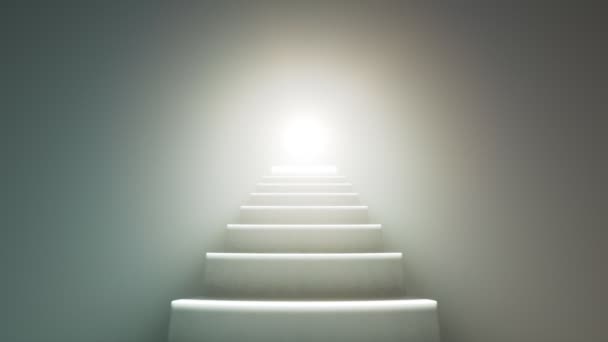 Escalier Marbre Blanc Construit Haut Dans Vide Lumineux Vide Échelle — Video