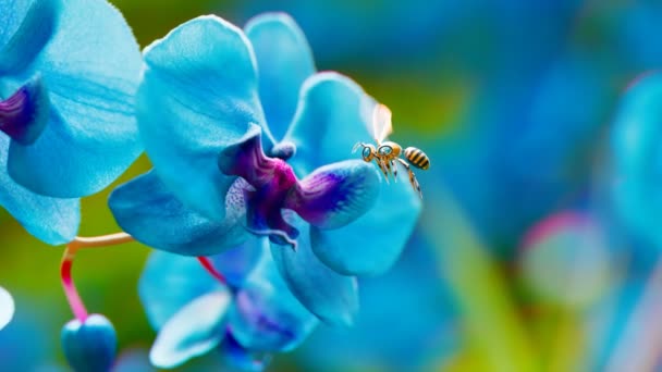 Egy Mesterséges Méhrobot Ábrázolása Amely Igazi Méheket Váltja Fel Miközben — Stock videók
