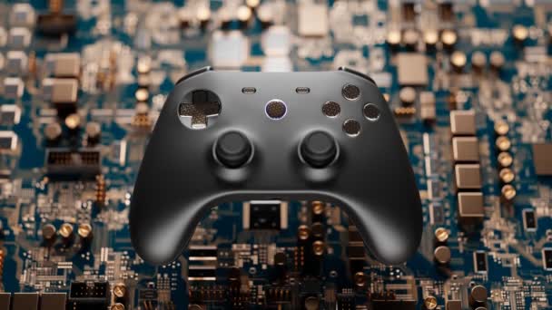 Brand New Gamepad Controller Circuit Board Background Sophisticated Gold Green — Stock Video
