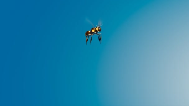 Futuristisches Konzept Einer Intelligenten Mechanischen Biene Die Auf Einer Menschlichen — Stockvideo