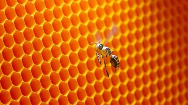 Jednotlivé Umělé Včely Putují Barevným Oranžovým Průsvitným Falešným Úlem Futuristické — Stock video