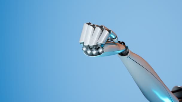 Futuristisch Concept Van Een Slim Mechanisch Beefvliegen Vanuit Een Robothand — Stockvideo