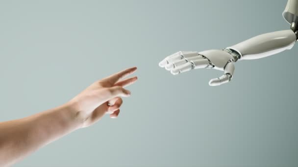 Futuristic Concept Robot Playing Human Paper Scissors Rock Game Artificial — Stock Video