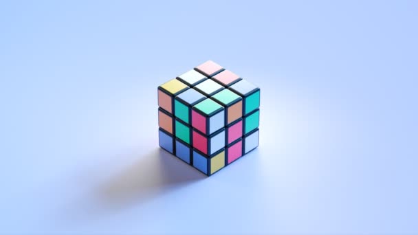 Rubic Küpünü Veya Sihirli Küpünü Çözmenin Animasyonu Dünyanın Bilinen Bulmacası — Stok video