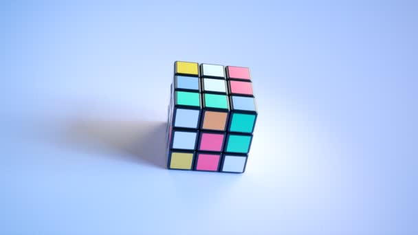 Animation För Att Lösa Rubics Kub Eller Magiska Kub Världens — Stockvideo