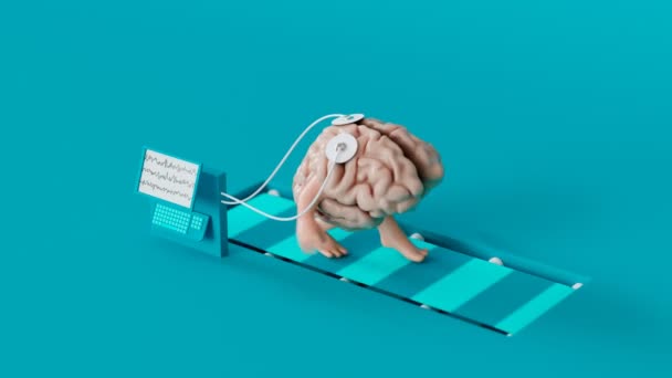 Animación Con Divertido Concepto Dibujos Animados Del Cerebro Humano Caminando — Vídeo de stock