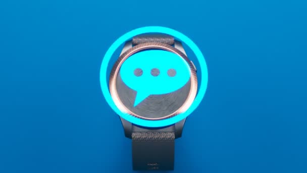 Smartwatch Glamour Moderno Mostra Uma Variedade Funções Com Ícones Azuis — Vídeo de Stock
