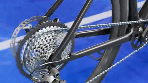 Feche Uma Unidade Corrente Uma Bicicleta Movimento Lento Movimento Olhar — Vídeo de Stock