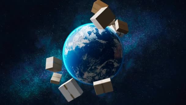 Paczki Rozmnażają Się Powierzchni Ziemi Koncepcja Dostawy Transportu Pudełka Kartonowe — Wideo stockowe