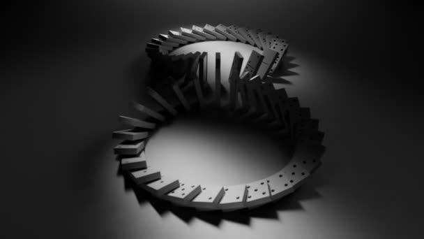 Infinite Domino Loop Animation Endless Falling Standing Domino Pieces Formed — Stock Video